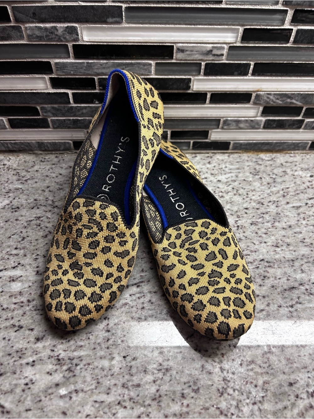 Rothy’s Spotted Leopard Slip-On Flats - Tan/Black round toe  size 8